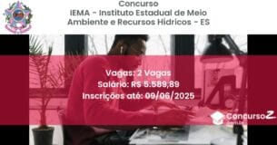 Concurso Público 3275 iema instituto estadual de meio ambiente e recursos hidricos es 2 vagas junho 2025