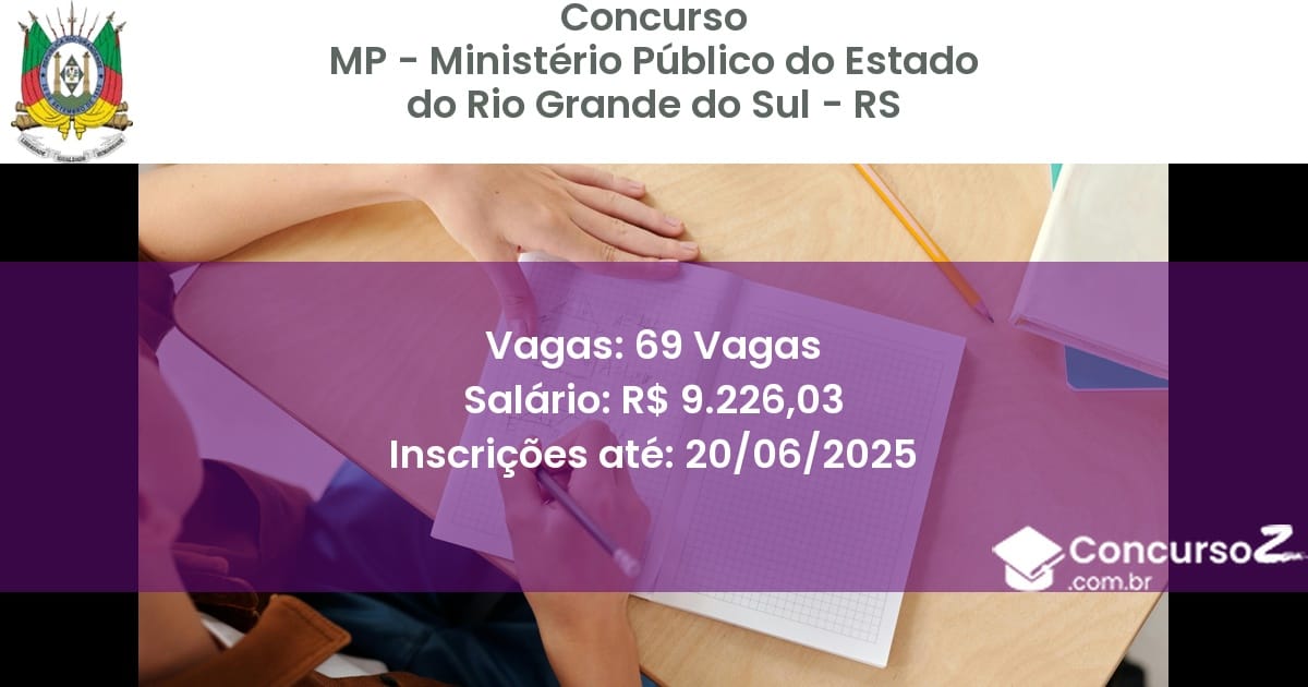 Concurso Público 3287 mp ministerio publico do estado do rio grande do sul rs 69 vagas junho 2025