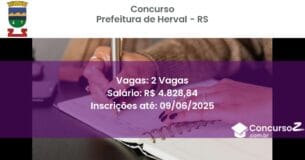 Concurso Público 3292 prefeitura de herval rs 2 vagas julho 2025