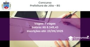 Concurso Público 3295 prefeitura de joia rs 7 vagas junho 2025