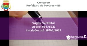 Concurso Público 3303 prefeitura de tavares rs ver edital junho 2025