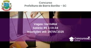 Concurso Público 3316 prefeitura de barra bonita sc ver edital julho 2025