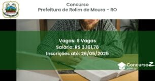 Concurso Público 3358 prefeitura de rolim de moura ro 6 vagas junho 2025