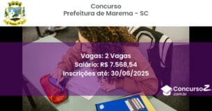 Concurso Público 3448 prefeitura de marema sc 2 vagas junho 2025