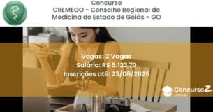 Concurso Público 3454 cremego conselho regional de medicina do estado de goias go 2 vagas junho 2025