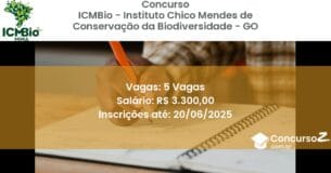 Concurso Público 3456 icmbio instituto chico mendes de conservacao da biodiversidade go 5 vagas julho 2025