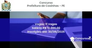 Concurso Público 3472 prefeitura de casinhas pe 11 vagas julho 2025